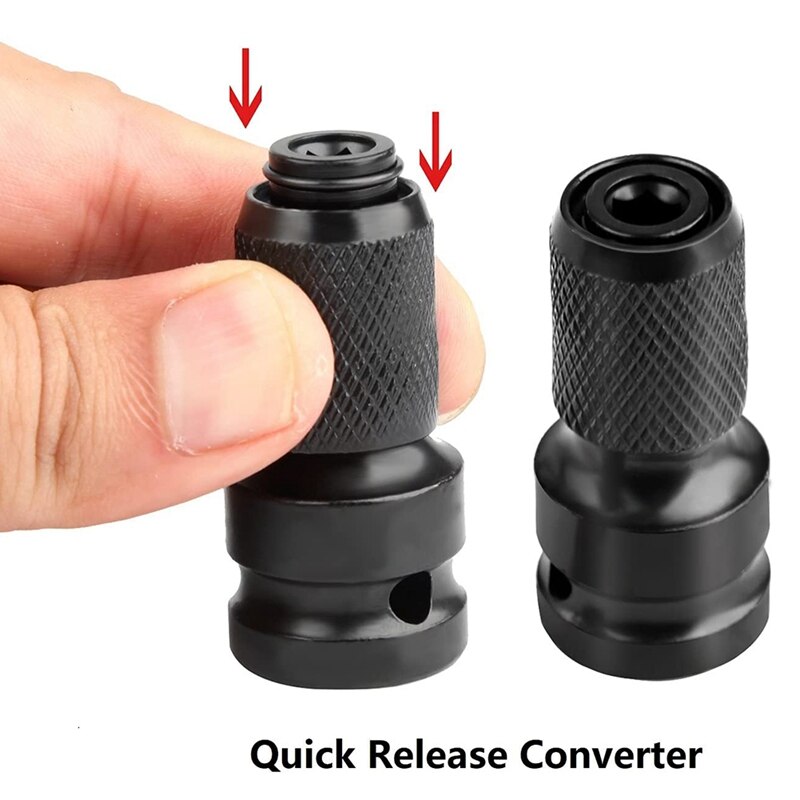 1/4 Inch Bit Socket Adapter, 1/2 Inch Vierkante Drive (1.3 Cm) tot 1/4 Inch Zeshoekige As (0.6 Cm) Quick Release Converter