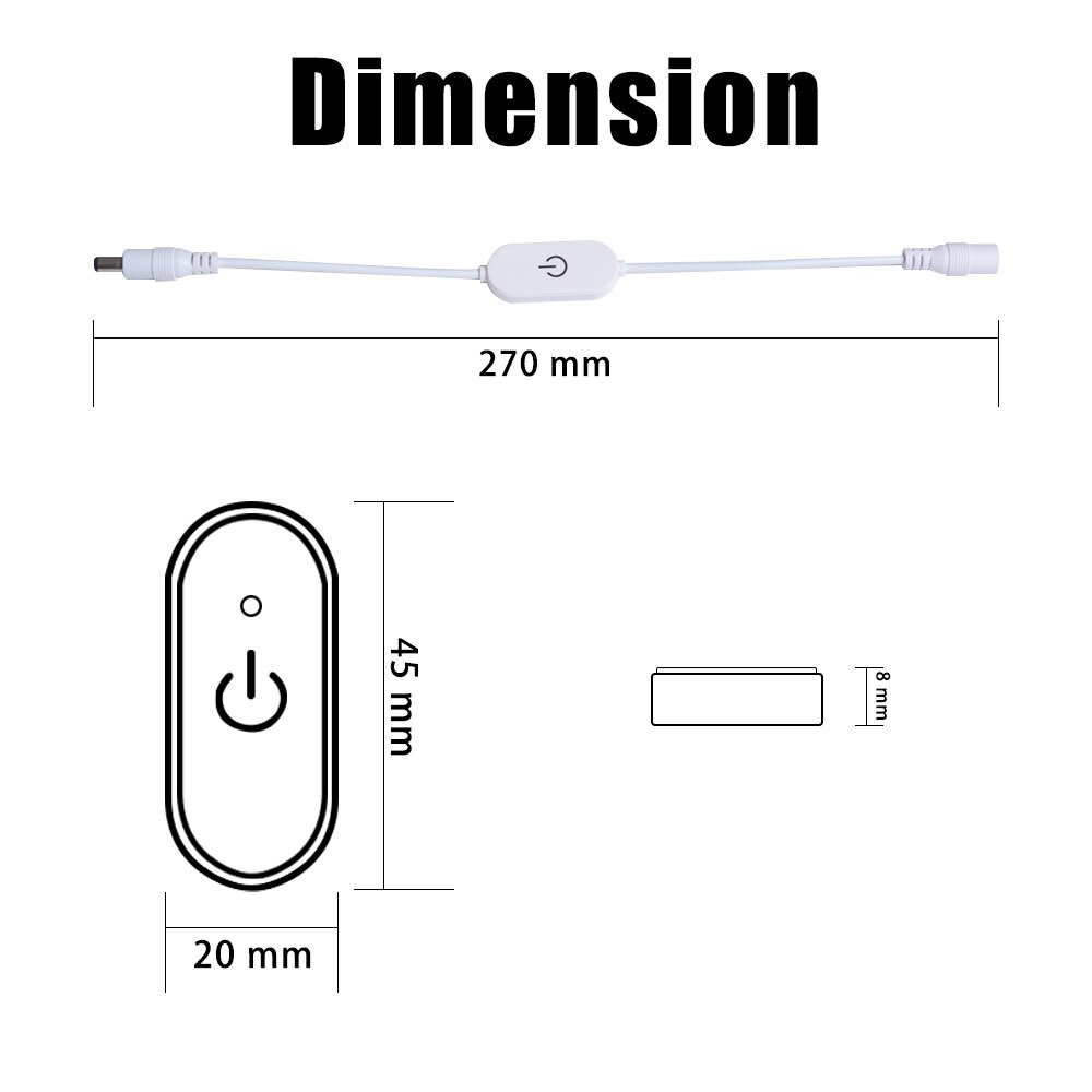 Regulador de voltaje de CC con Interruptor táctil, regulador de intensidad LED de 3A para lámpara de tira LED de 12V-24V en Color blanco y negro