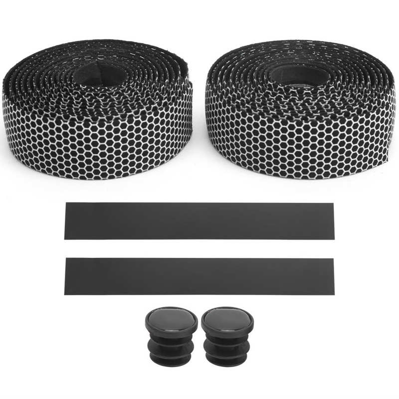 1 paio di nastro per manubrio per bici nastro elastico antiscivolo per bici da bicicletta: nero bianca