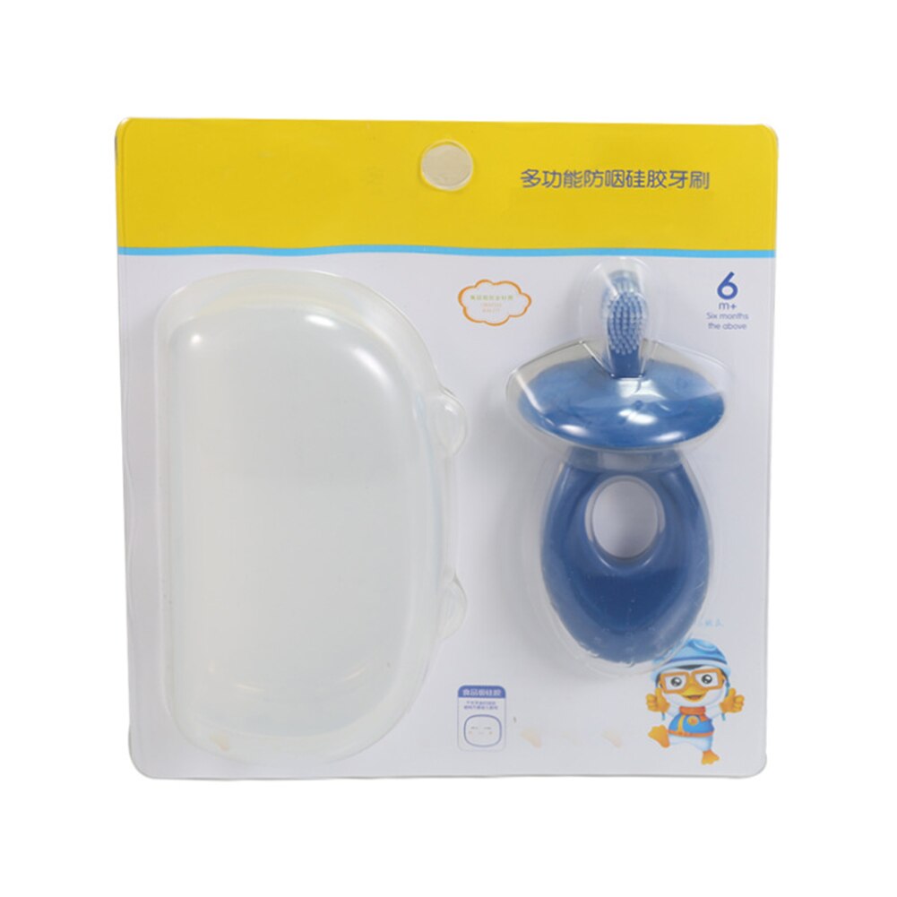 Zachte Siliconen Haren Bijtring Care Baby Training Tandenborstel Met Veiligheid Guard