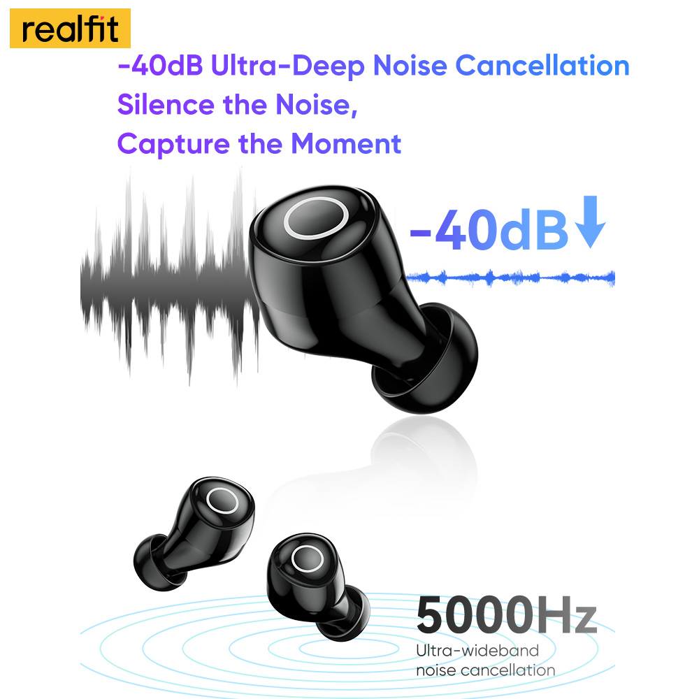 Realfit F4 Mini ANC auriculares Bluetooth 40dB cancelación activa de ruido HIFI auriculares inalámbricos de graves pesados para realme xiaomi