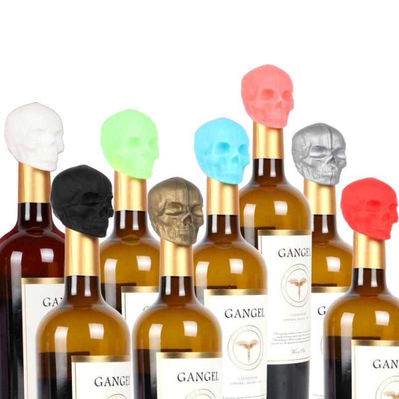Tapón de silicona con cabeza de calavera para botella de vino, tapón de sellado a prueba de fugas, para vino, cerveza, 1 unidad