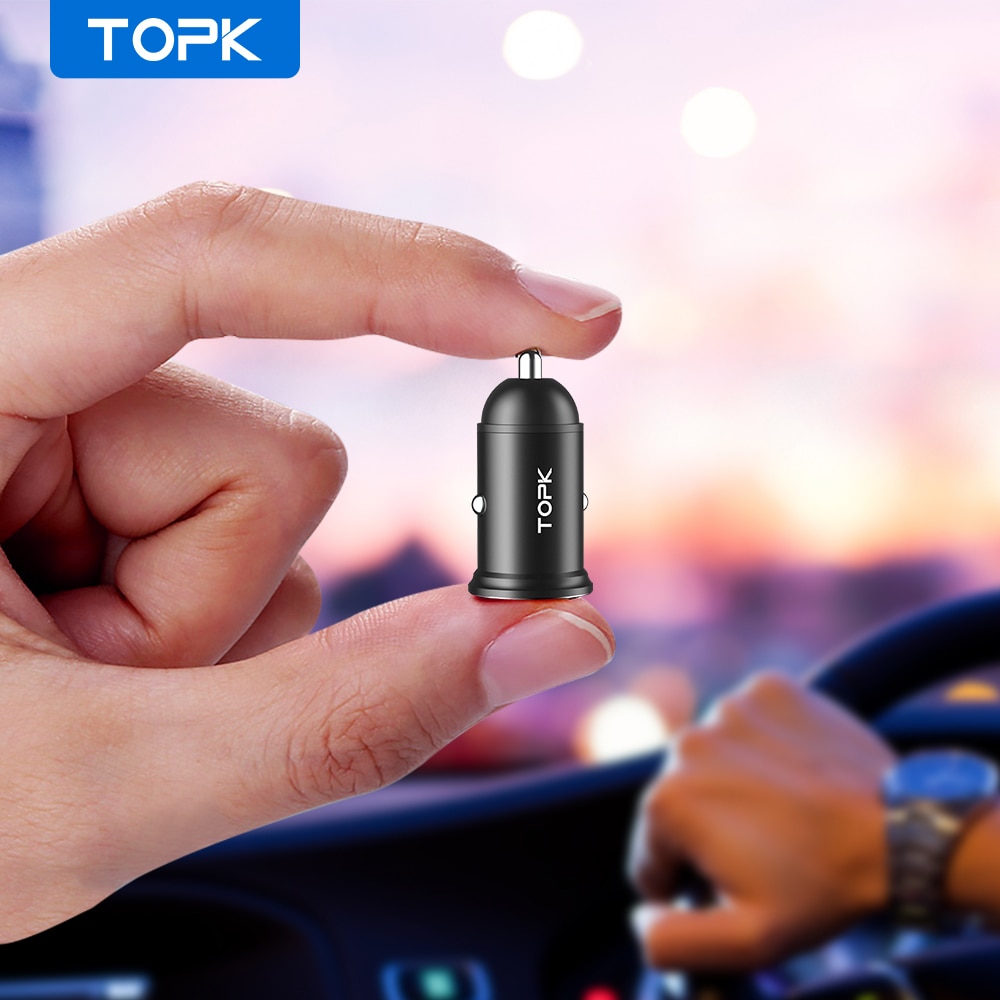 Topk Mini Usb Car Charger Voor Iphone Xiaomi Mobiele Telefoon Tablet 3.1A Snel Opladen Dual Usb Auto-Oplader Adapter in Auto