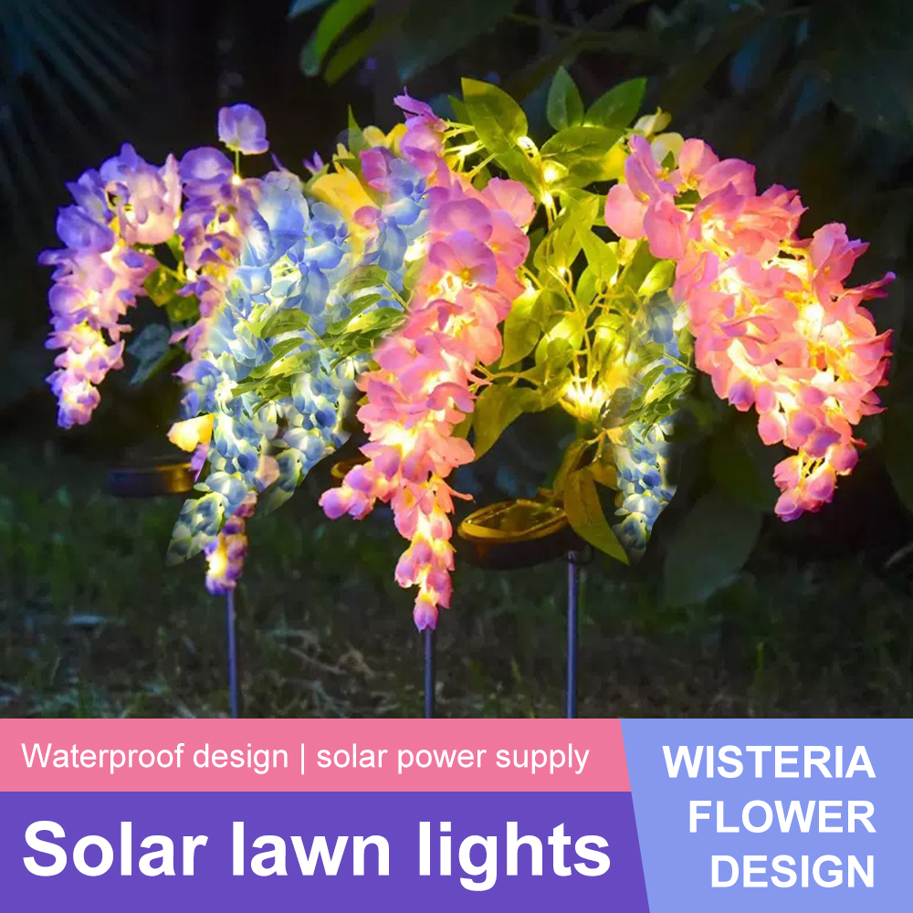 Solar Flowers Light Outdoor Garden Lawn Lamps Solar Wisteria Flower Landscape Light Courtyard Garden Ground Plug Light Decor