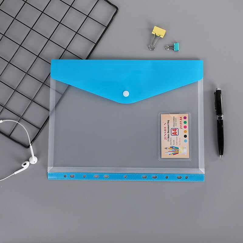6pcs Poly Envelope Folder For A4 Document Organizer Transparent Waterproof File Bag with Snap Button Closure Pouch School Office: B blue x6