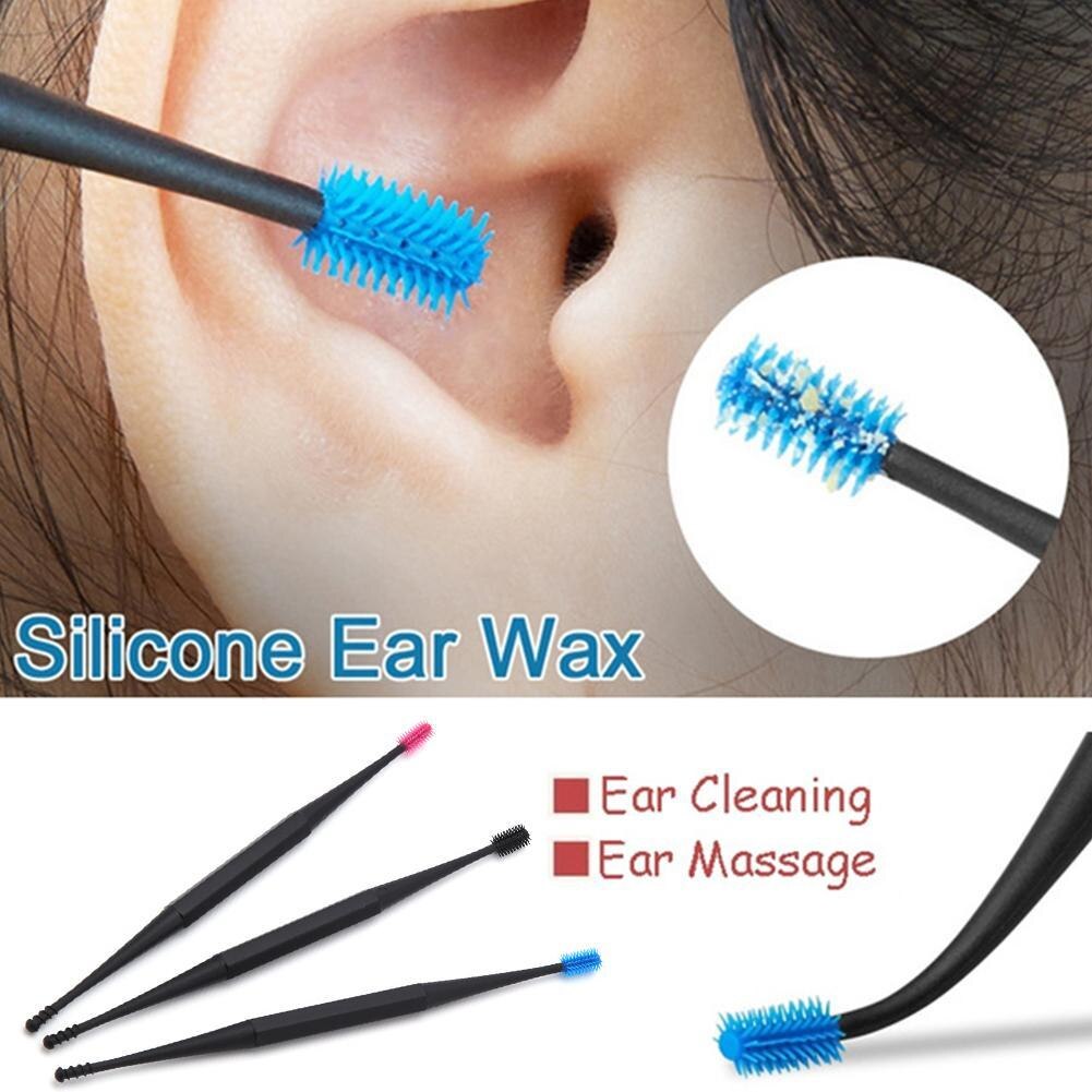 1Pcs Zachte Siliconen Dubbele Hoofd Oor Pick Oor Schoon Tool Double-Ended Earpick Ear Wax Curette Remover Oor schoner
