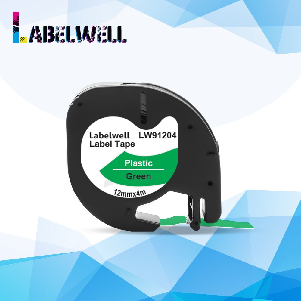 Labelwell taśma z etykietami 12mm 12267 91201 91200 91202 91204 91203 kompatybilny dla DYMO LetraTag taśma LT12267 plastikowa etykieta ekspres robić: czarny on zielony