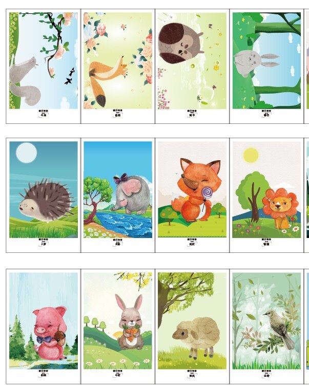 20 ark søde dyretegning print postkort skrivebord væg kawaii decor beaty samlinger