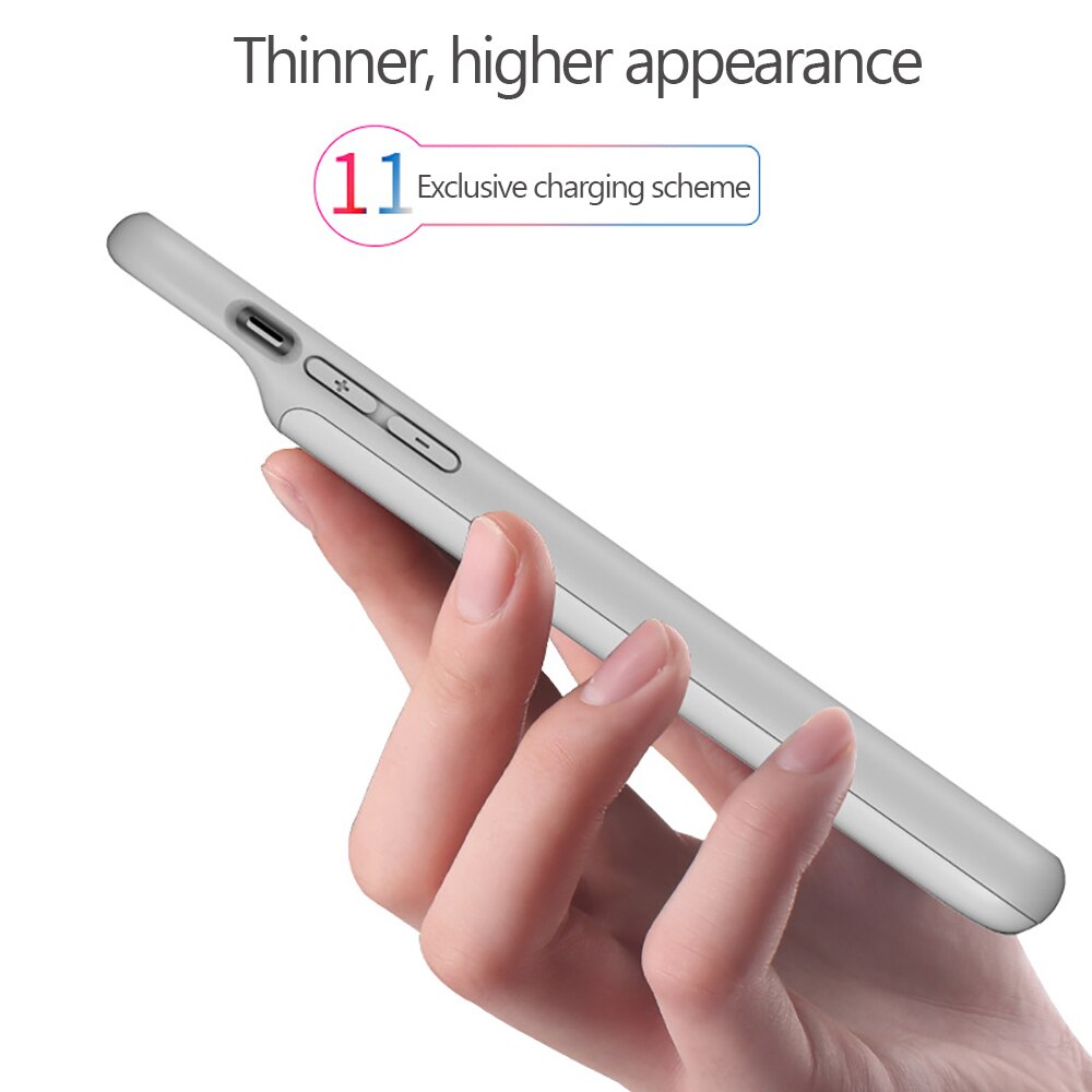 6000Mah Externe Batterij Oplader Voor Iphone X Xs Xr 11 Pro Max Power Bank Backup Charger Cover Voor iphone 6 7 8 Plus SE2