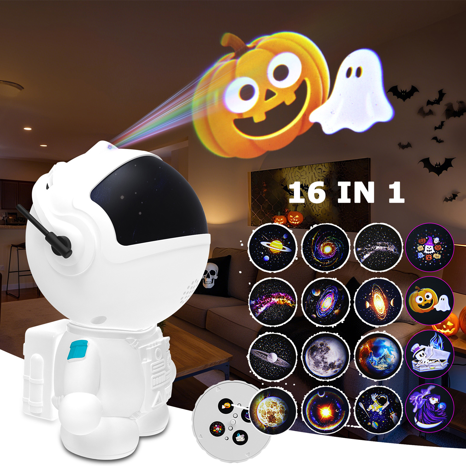 Kerst Sterrenhemel Projector LED Nachtlampje Planetarium Galaxy Projector Halloween Lamp Timer, Nebula Lights voor Slaapkamer Cadeau: YELLOW