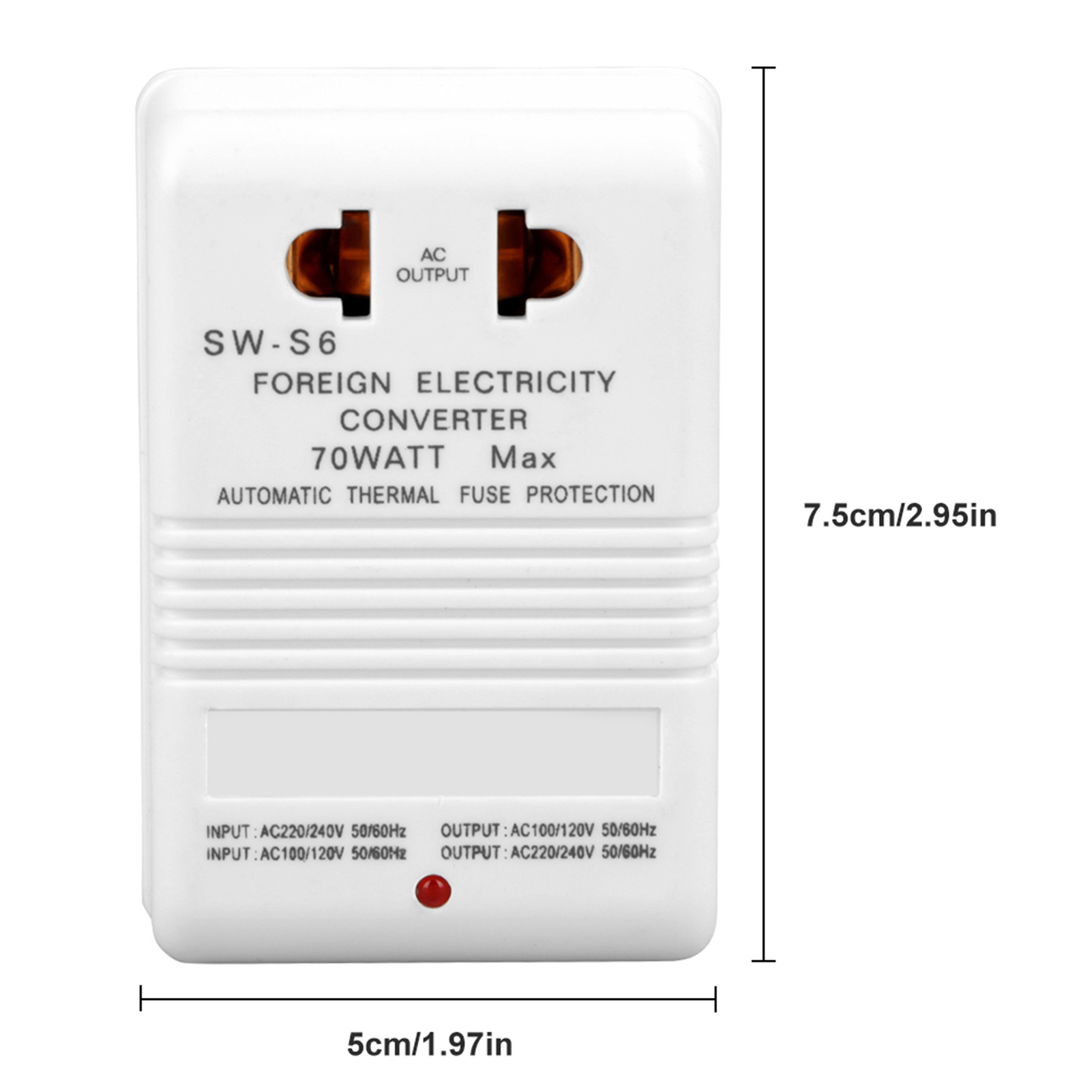 70W 110V/120V naar 220V/240V StepUp & Down spanningsomvormertransformator (CN standaardstekker)
