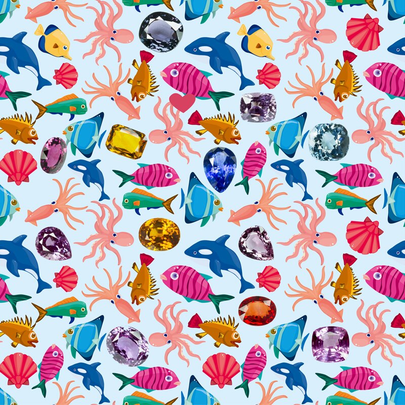 Spandex Fabric for dress Digital Printing Customization Jellyfish Pattern Stretch Thin Cloth DIY Clothes Shirt Sewing Materials: S0031 / 50cmX145cm