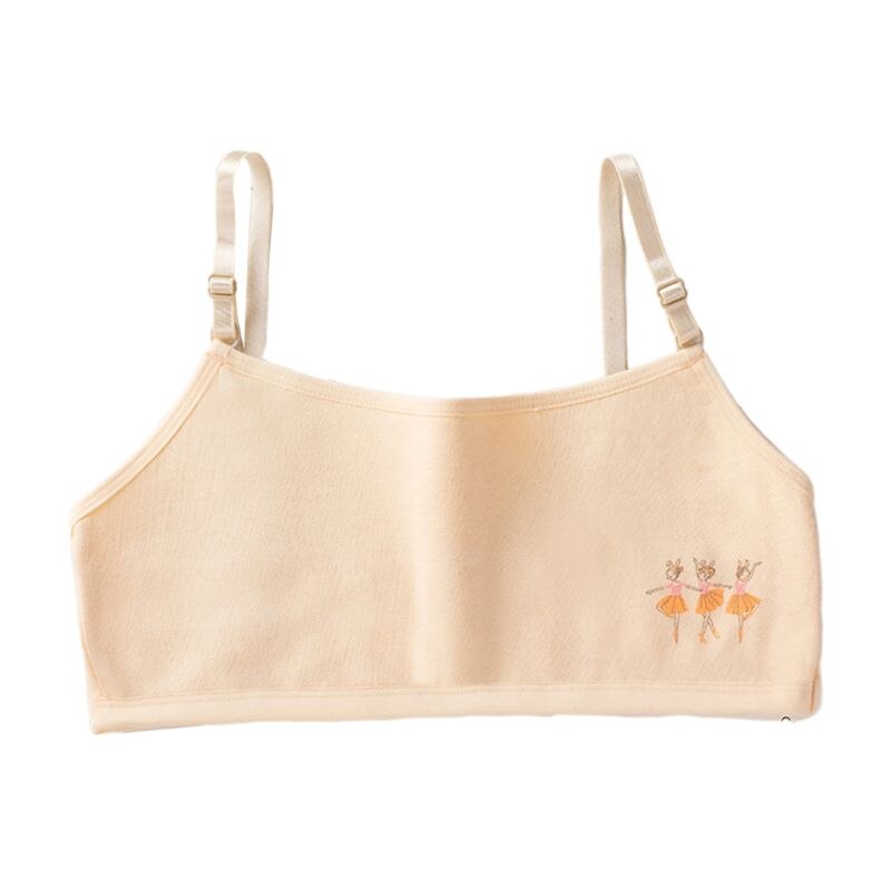 Young Girls Double Layer Cotton Bra Cartoon Ballet Dancer Adjustable Bralette L4MC: 3