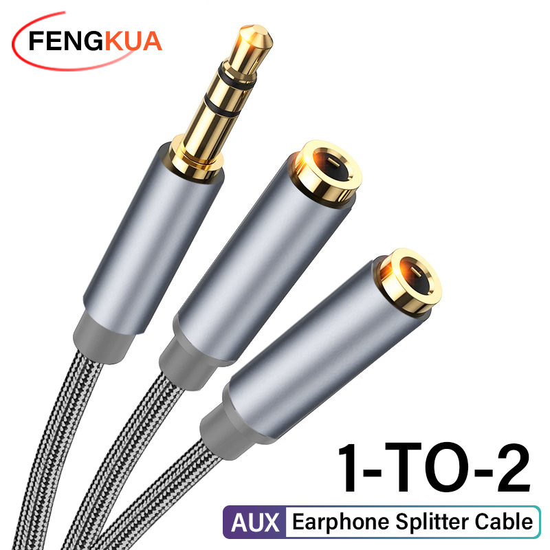 Cable divisor de auriculares, Cable de extensión de 3,5mm macho a 2 hembra, adaptador auxiliar para teléfono, portátil, Cable divisor de Audio MP3
