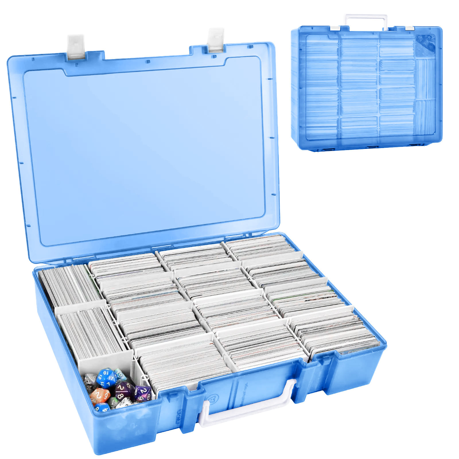 Sammelkarten-Aufbewahrungsbox, 2300+ Spielkartenetui-Halter, Organizer, kompatibel mit PM TCG/für Yugioh/für CAH/für Phase 10: Himmel Blau