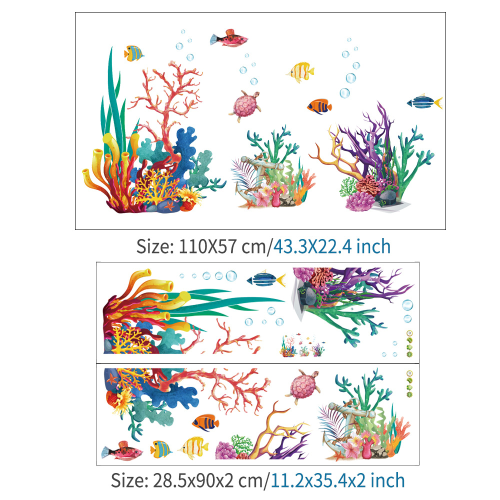 Creatieve Onderwaterwereld Muurstickers Waterplanten Coral Vis Sticker Home Woonkamer Sofa Achtergrond Muurstickers