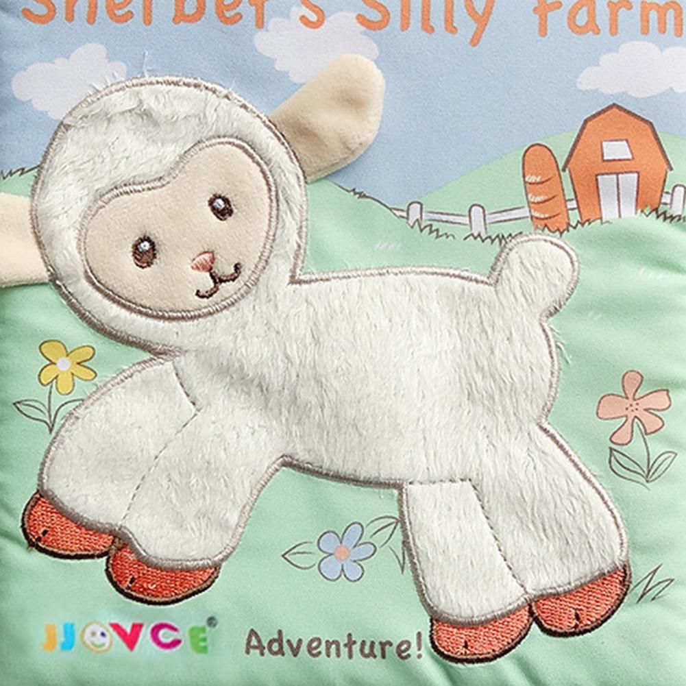Stoffbuch für babys, cartoon-tierbücher, bissfestes materialbuch, intelligenzentwicklung, frühes lernspielzeug, vorlesen