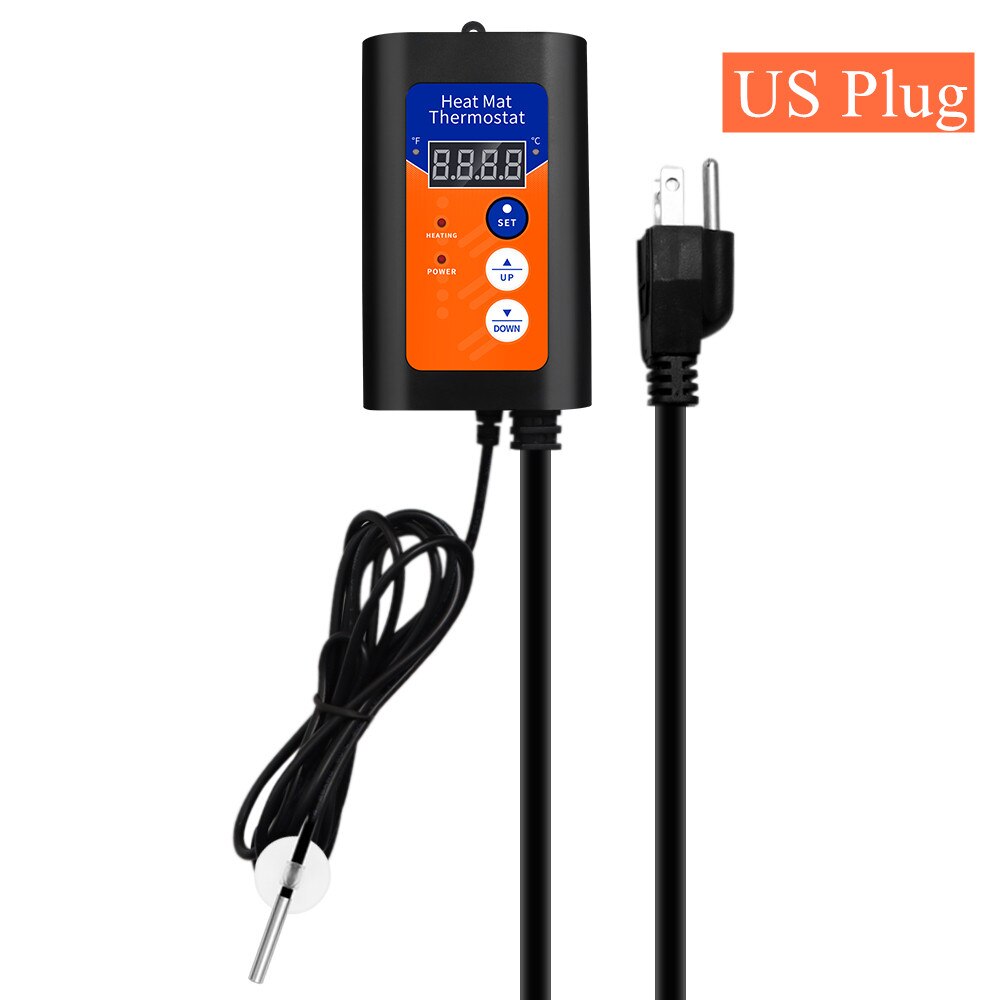 Heat Mat Thermostat 1000W Digital Temperature Controller precise temperature control Hydroponic Plants Seed Germination Reptiles: US Plug