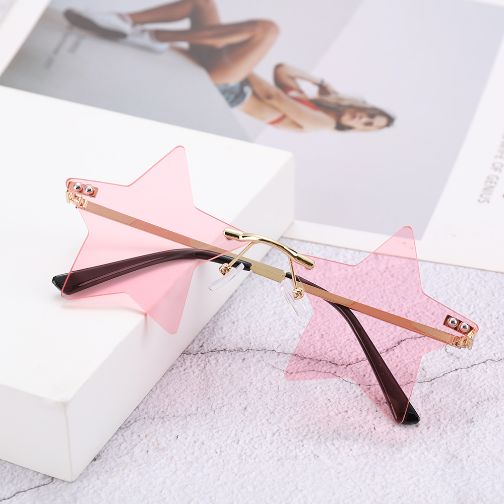 Gafas de sol clásicas con forma de estrella para hombre y mujer, lentes de sol sin montura, transparentes, a la , color océano