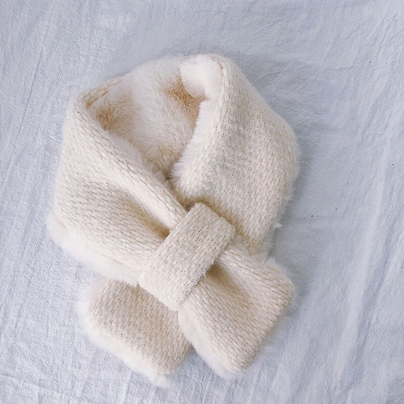 Boys Girls Cross Scarf Warm Winter Autumn Kids Collar Scarf Neck Warmer Children Scarf 1-4Y: beige