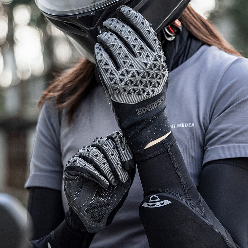 ROCKBROS-guantes de ciclismo para hombre y mujer, manoplas cómodas de dedo largo para bicicleta de carretera o de montaña, accesorios para ciclismo