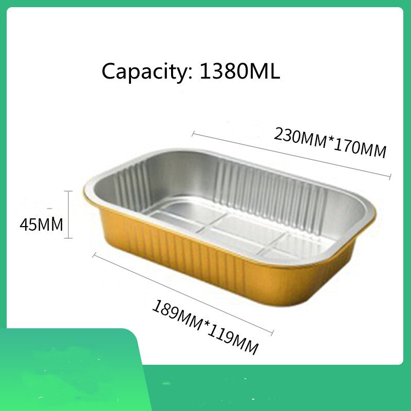 Aluminum Foil Sealed Tin Paper Box Thermal Insulation Disposable Grilled Fish Takeaway Packaging Box Baking lunch box: 1380ML