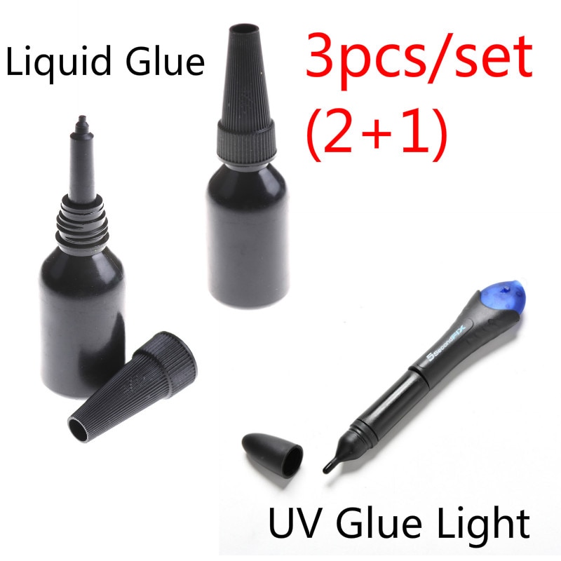 2 Stks/set Industriële 5 Tweede Fix Vloeibare Lijm Met 1Pcs Uv Licht Refill Fles Glas Metaal Plastic Led Lijm touch Screen Hout