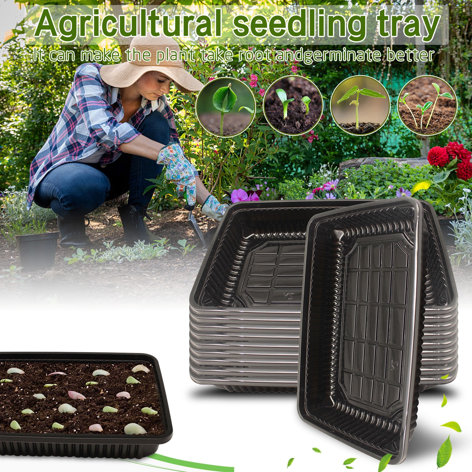 5/10pcs Plastic Seedling Tray Greenhouse Plant Germination Nursery Pot Propagation Tray Succulent Flower Vegetable Grow Box