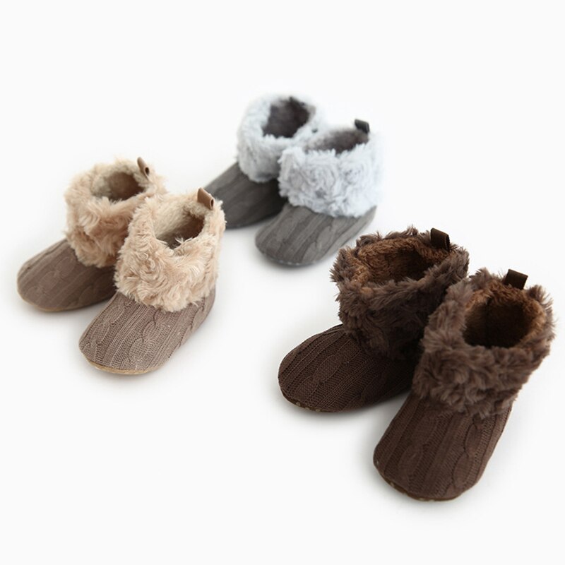 Winter Dikke Warme Baby Laarzen Effen Kleur Pasgeboren Baby Meisje Jongen Laarzen Gebreide Babyschoenen Baby Schoenen Baby Baby Sneeuw laarzen