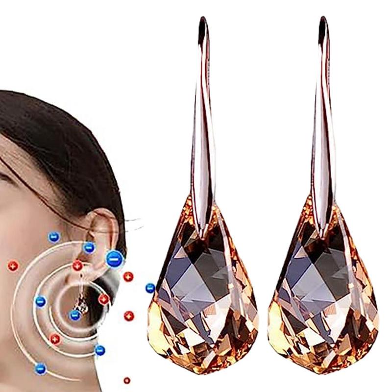Boucles d'oreilles magnétiques amincissantes lymphatiques pour femmes, strass scintillants, pierre de Quartz, boucles d'oreilles de vidange lymphatique