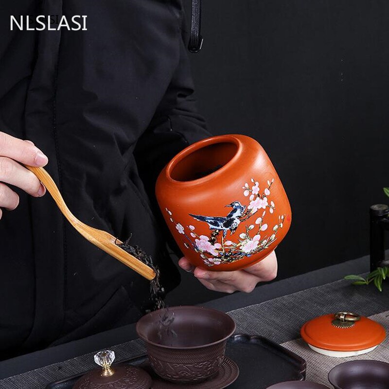 Chinese Purple Clay tea jar Tieguanyin containers travel tea bag storage box Portable Sealed porcelain tea caddy spice organizer