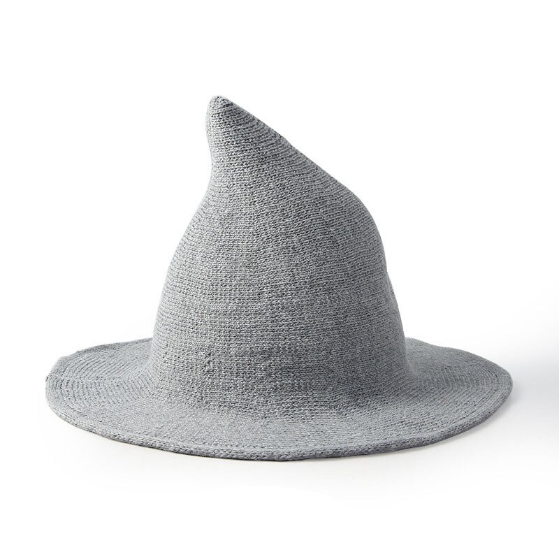 Sombrero de bruja de para otoño e invierno, accesorios de disfraces de lana, sombrero de cubo puntiagudo para Cosplay, Brujo mágico: Light Gray