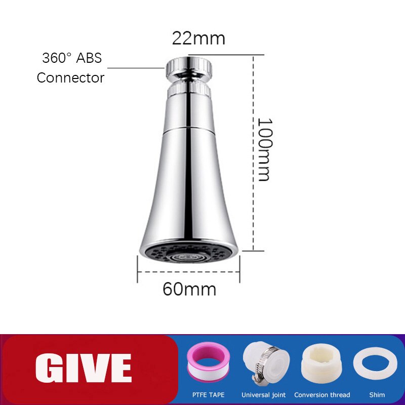 Universal Splash Filter Faucet 720°Rotating Tap Spray Head Anti Splash Water Bubbler Kitchen Tap Water Saving Nozzle Sprayer: 02