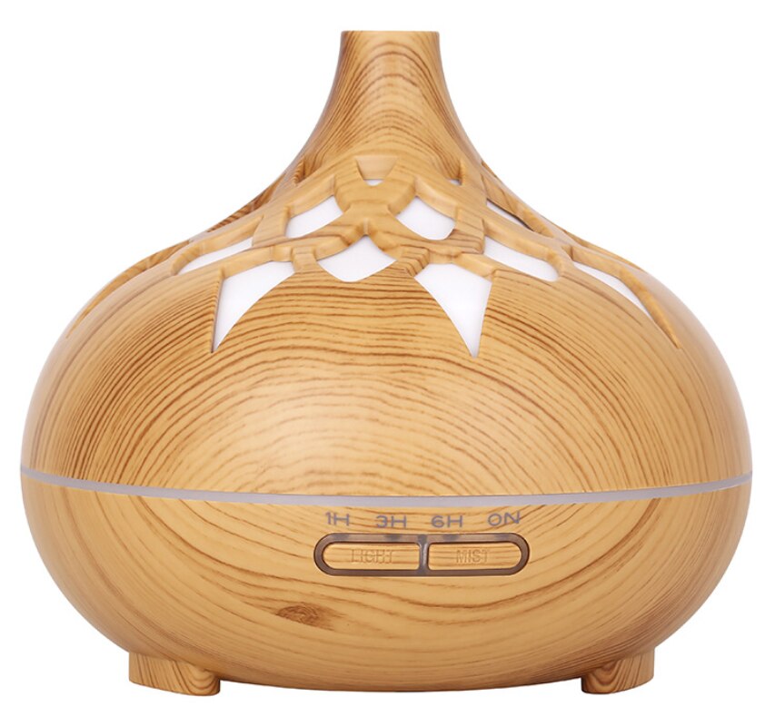Searide 500ML rozpylacz zapachów olejek eteryczny robić nawilżacza powietrza dyfuzory ultradźwiękowe kolorowe lampki nocne robić domowego biura: lekki wood grain / AU
