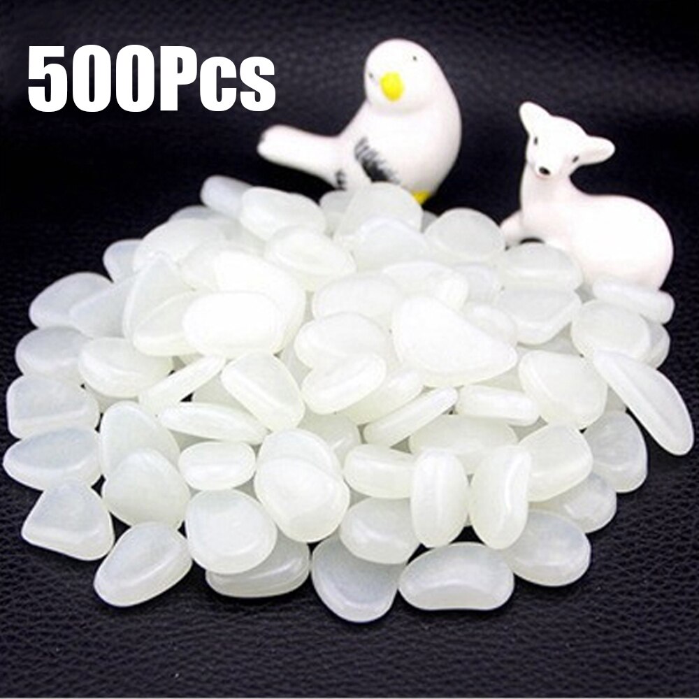 500 stuks tuin lichtgevende kiezels voor paden, planten, aquariumdecoratie, lichtgevende stenen, lichtgevende stenen, tuindecoratie: Wit