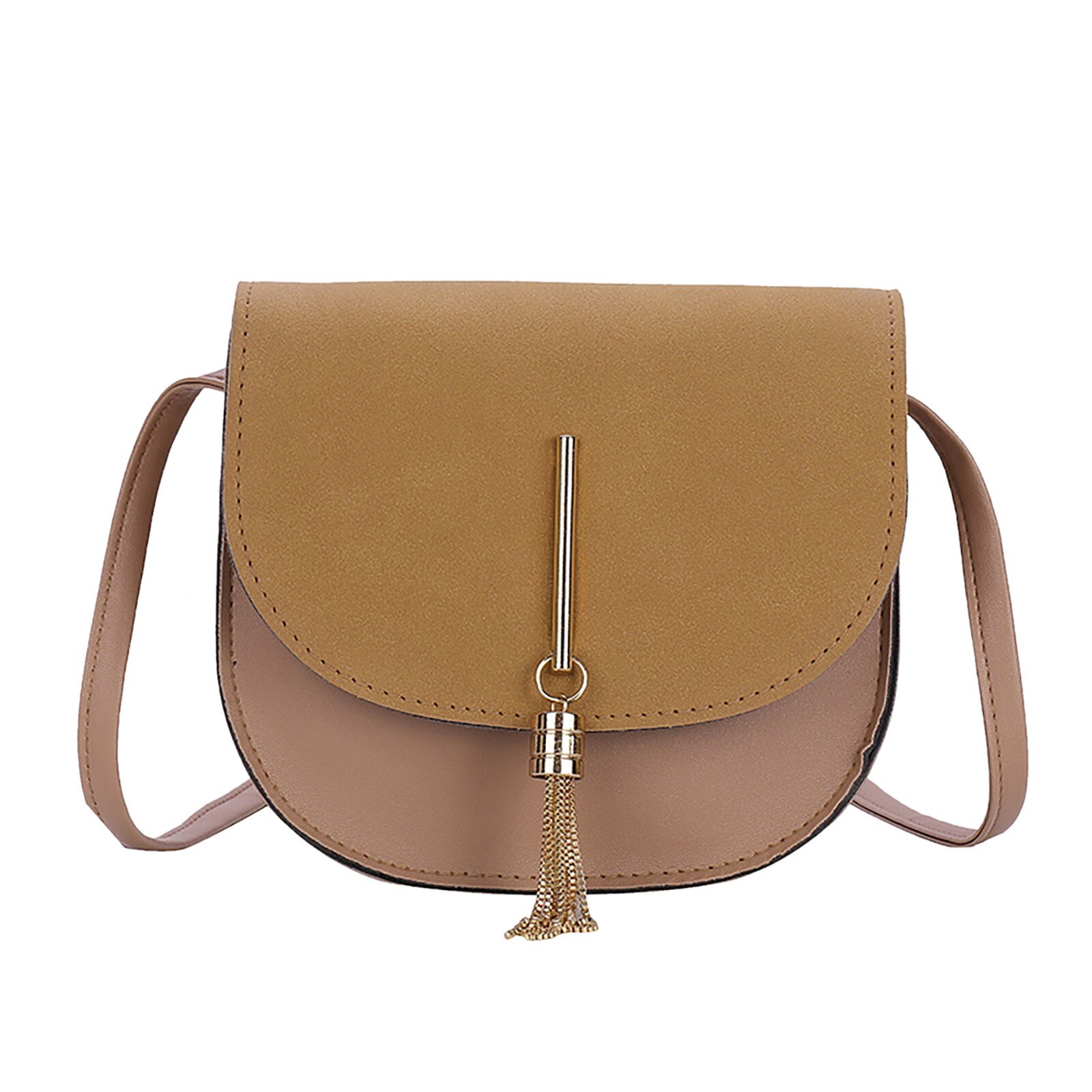 Bolsos de hombro con borlas para mujer, bandoleras casuales de , de cuero sintético, paquetes lujosos, color negro,: Khaki