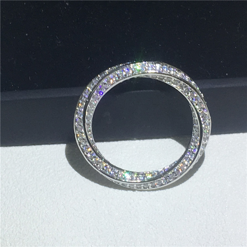 Anello infinito in argento Sterling 925 Micro pavimenta AAAAA anelli di fidanzamento con zirconi cubici per gioielli da donna