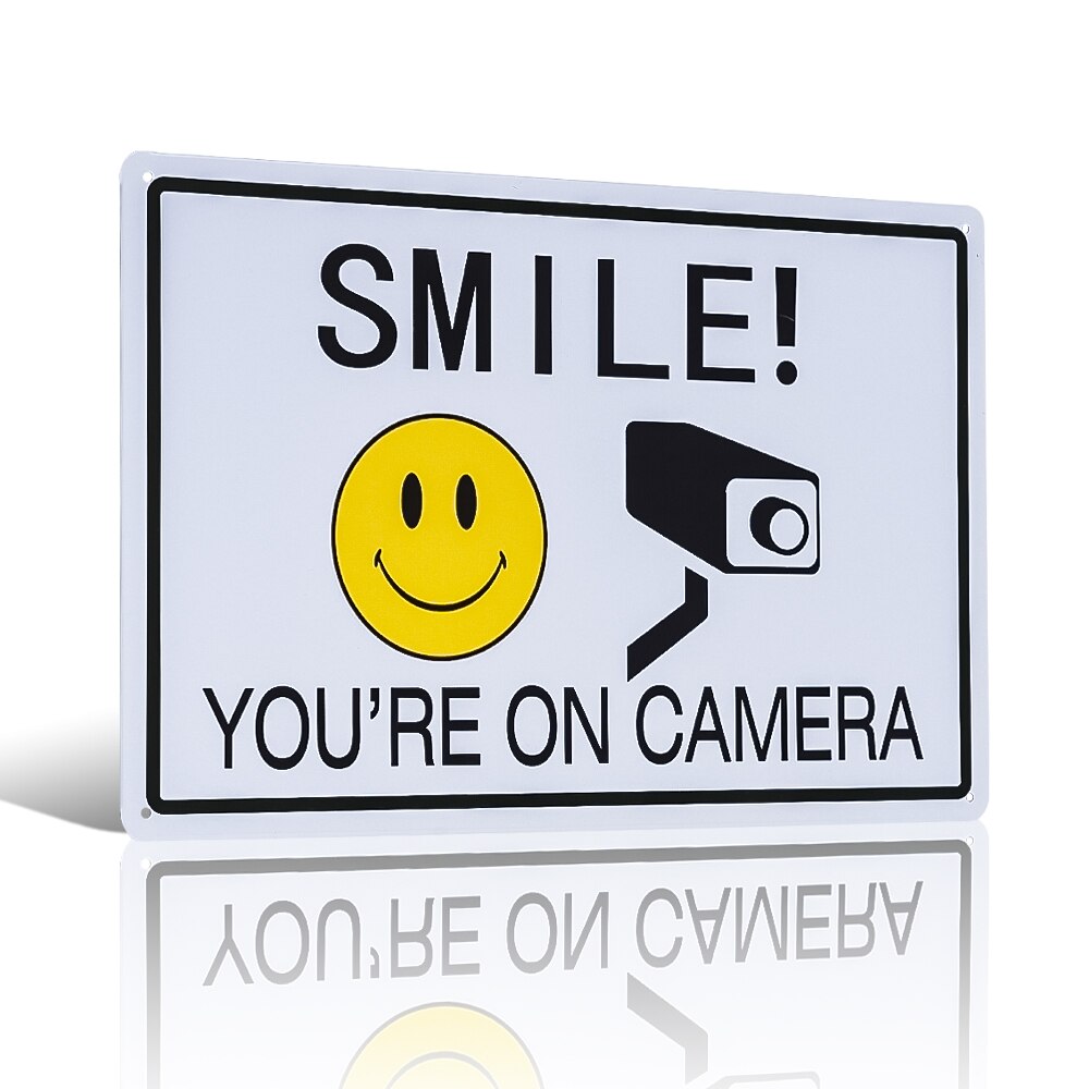 Smile You're On Camera Sign, Video Surveillance Sign, Warning for CCTV Monitoring System