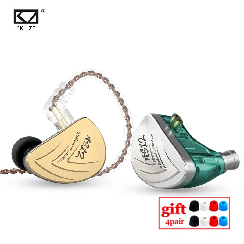Kz AS12 12BA Balanced Armature Drives Oortelefoon Hifi Bass In Ear Monitor Headset Noise Cancelling Oordopjes Zinklegering Oortelefoon