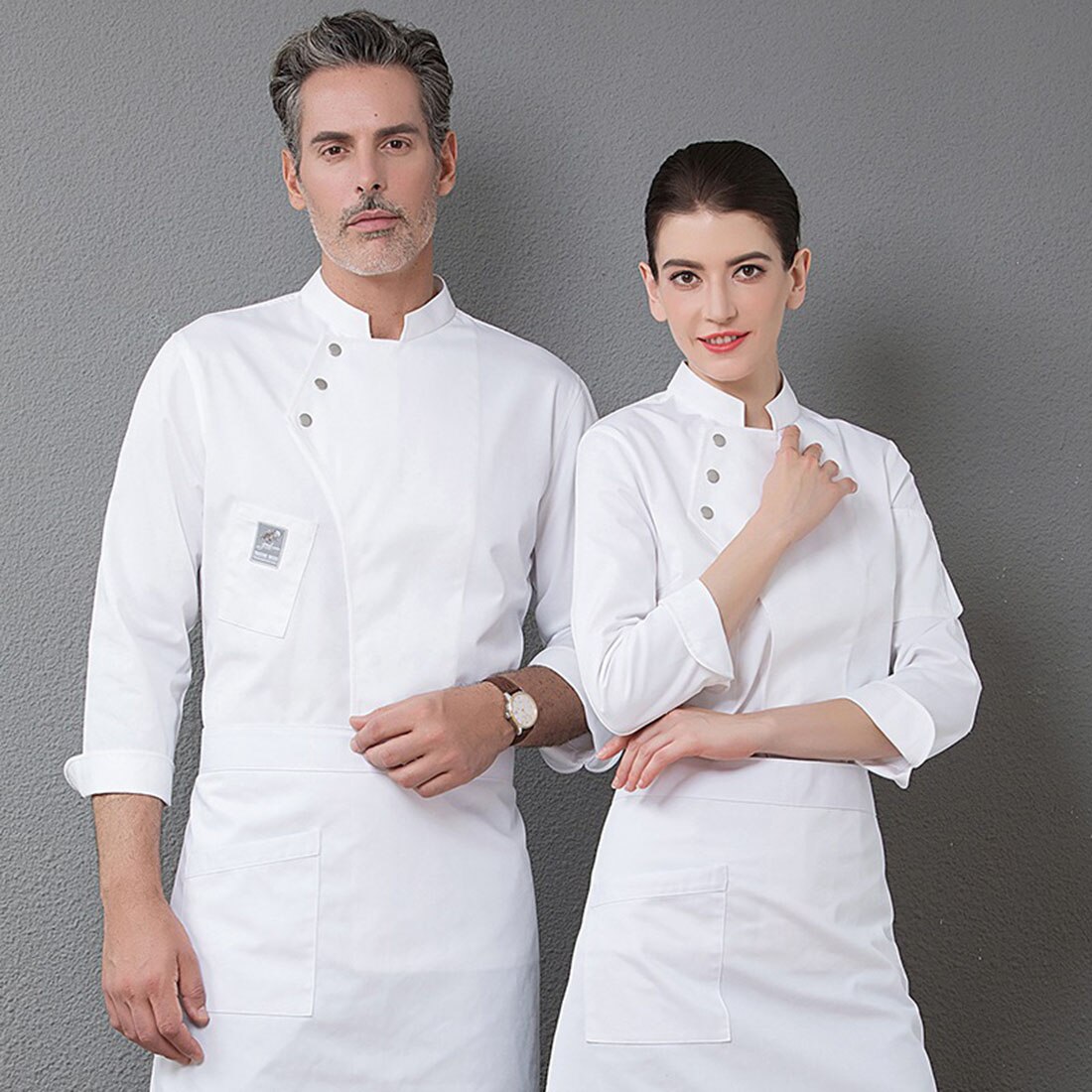 Unisex Chef Uniform Long Sleeve Bakery Restaurant Kitchen Cooking Cloth Waitress Work Wear Double Breasted Chef Jacket