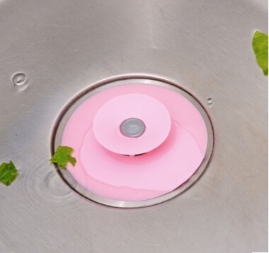 Presse Silicone Drain de sol salle de bain déodorant sol Drain bouchon cheveux filtre sol Drain noyau UFO sol Drain couvercle: Pink   2pcs