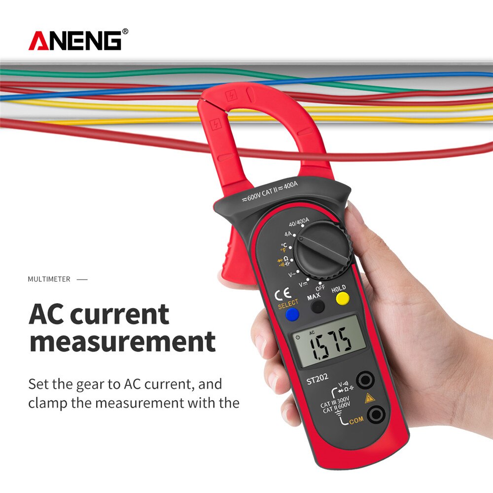 ANENG ST202 Digital Clamp Multimeter Resistance Ohm Transistor Testers AC/DC Current Voltmeter Lcr Clamp Meter with Temperature