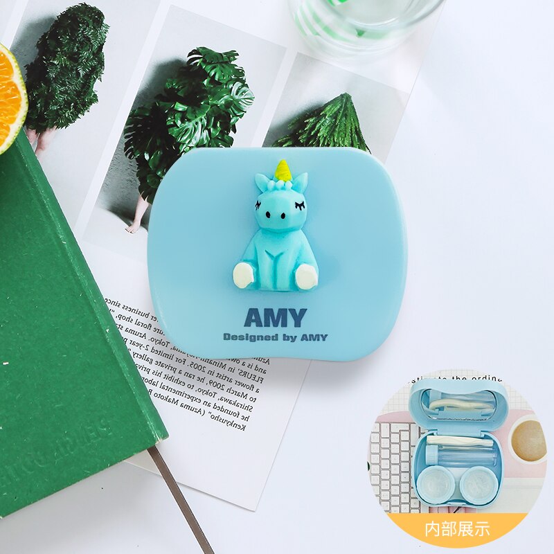 ovolook Cartoon Cosmetic Travel box Storage Holder Contact lens pop case with mirror contact lens case Eyewear: 5