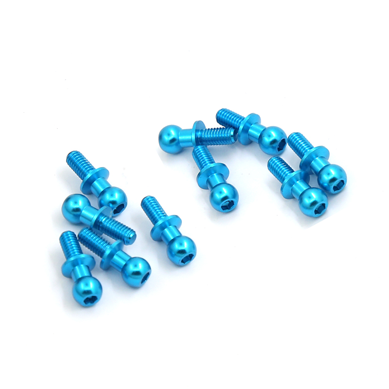 10 Uds M3 tornillos de cabeza de bola hexagonal de Metal para Tamiya TT01 TT02 Sakura D5 1/10 RC Drift Car repuestos universales