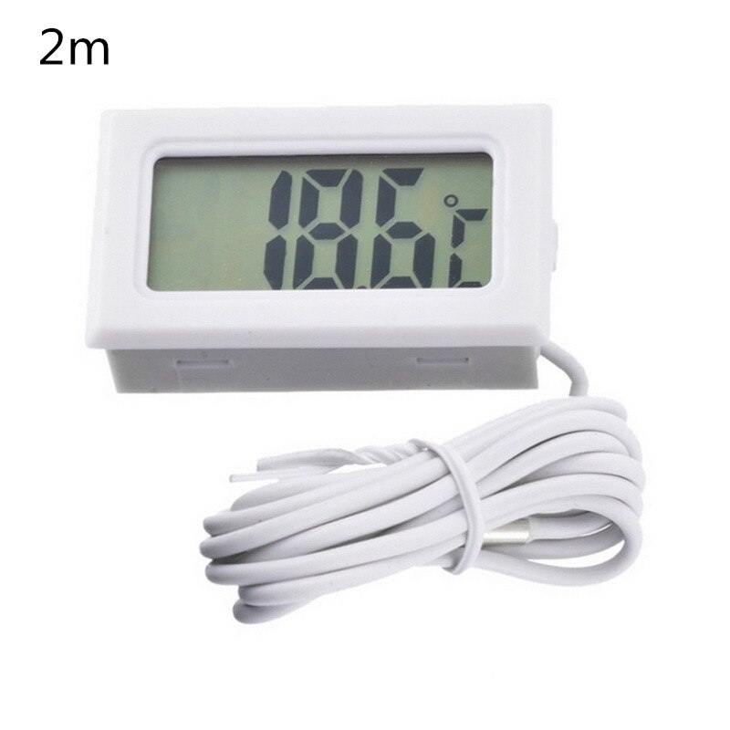 Junejour Digital LCD Thermometer Temperature Gauge Aquarium Thermometer with Probe: white wired 2M