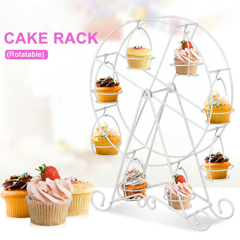Rotating Ferris Wheel Dessert Server 8 Cupcakes Serving Tray Carnival Circus Themed Stainless Steel Cake Holder Stand
