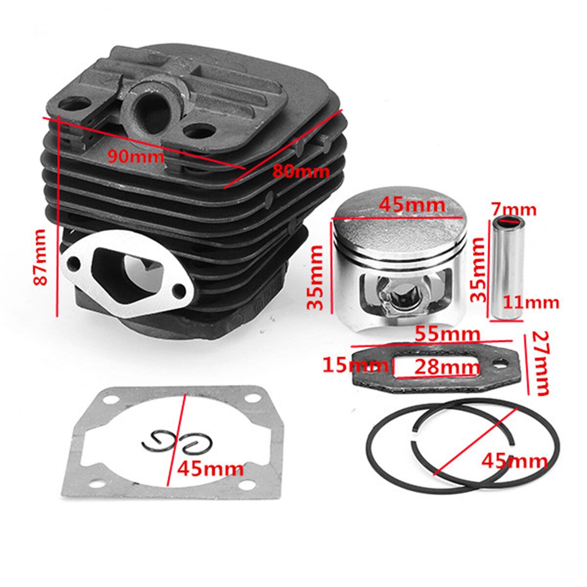 Adefol Cilindro Pistón Kit De 35 Mm Para Husqvarna 128C 128CD 128L 128LD 128R Con Filtro De Aire, Línea De Filtro De Combustible, Bujía, Cojinete De Cigüeñal, Repuestos 545008082