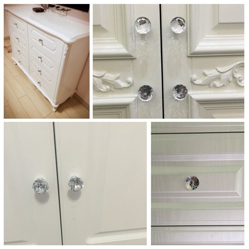 5Stck 30mm Kristall Schrank Knopf mit Schrauben Diamant bilden Schublade Schrank Griff Ziehen Dekorative Kugeln