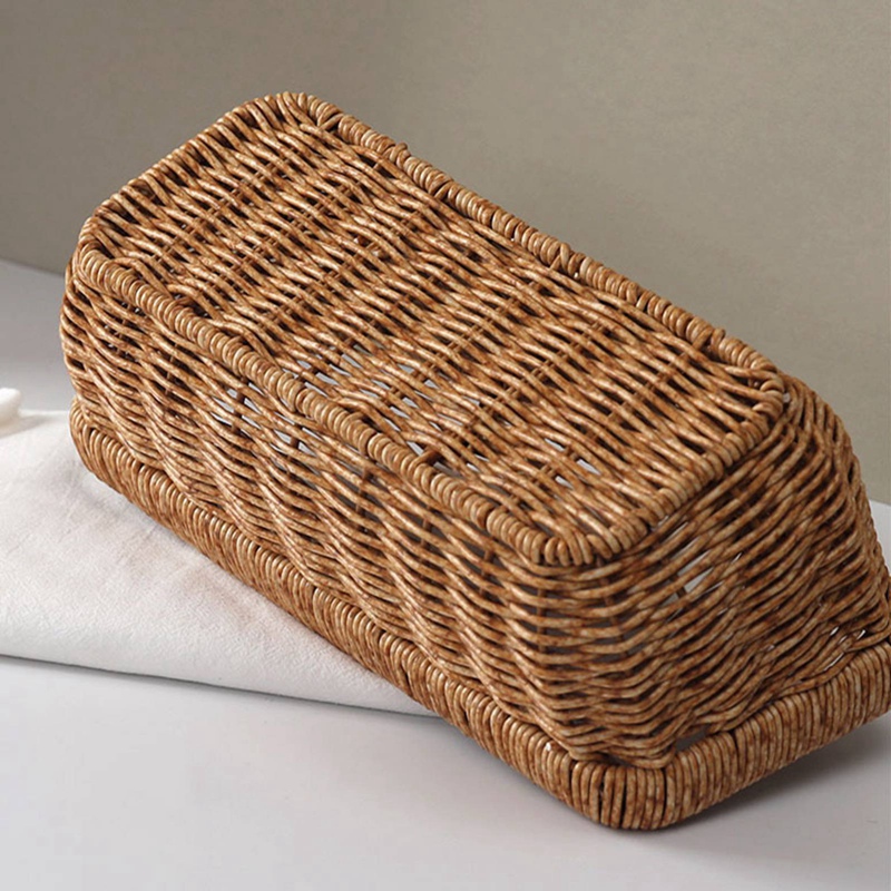 Woven Wall Baskets for Storage Plastic Imitation Ratten Organizing Tray for Home Kitchen Bathroom Farmhouse