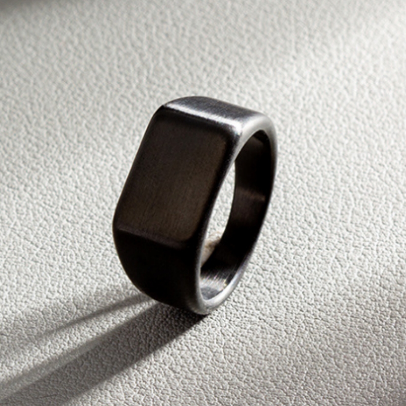 HNSP 316L Edelstahlring für Männer 2024, glatte rechteckige Dichtungsringe, Fingerschmuck, Zubehör: 8 / Gelb